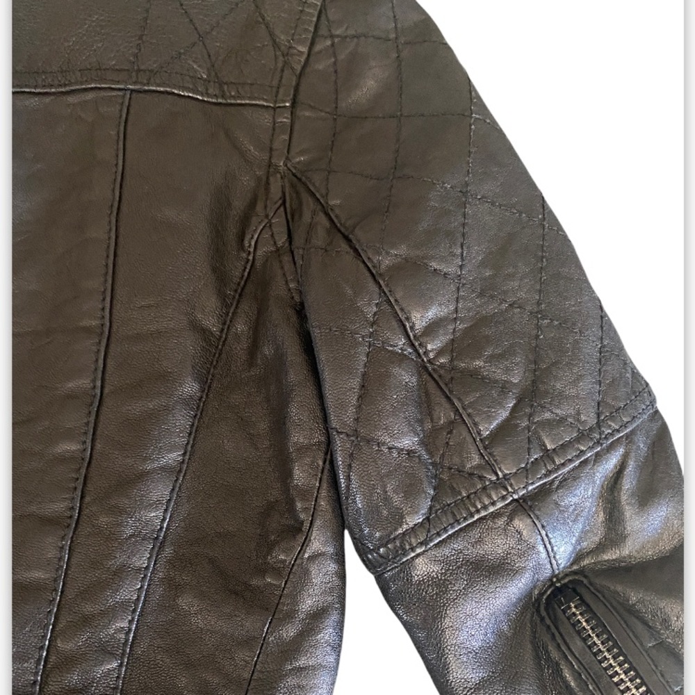 All Saints Worley Cropped 3/4 Sleeve Moto Leather Jacket - Picture 10 of 16